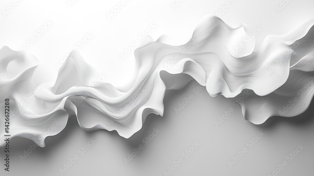 Aufkleber fluid white wave art studio setting abstract content minimalist environment close-up view