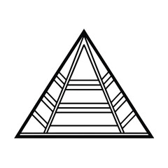 Geometric pyramid construction in black and white graphic minimalism with simple lines