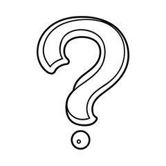 Question mark outline illustration of unknown problem and doubt in black and white