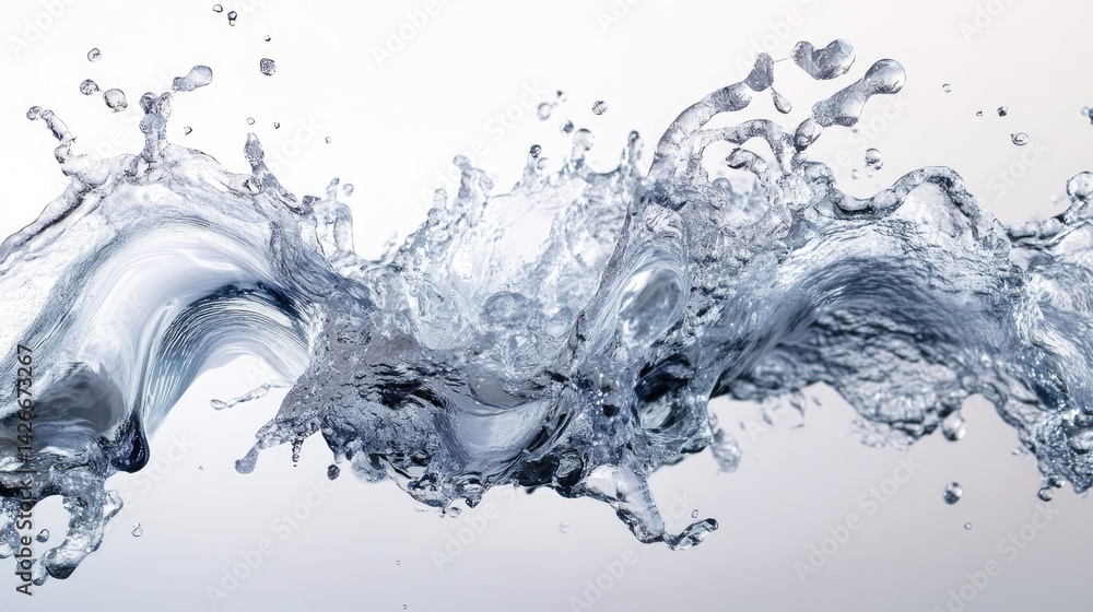 Aufkleber dynamic water splash action pure white background high-resolution image creative concept horizontal 