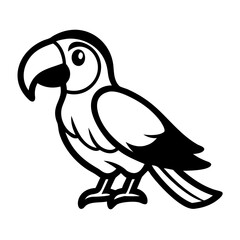 Fototapeta premium Parrot icon with colorful feathers on a white background, symbol of nature and wildlife
