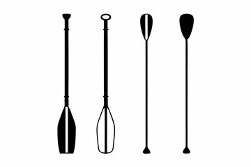 set of Boat oar silhouette vector illustration