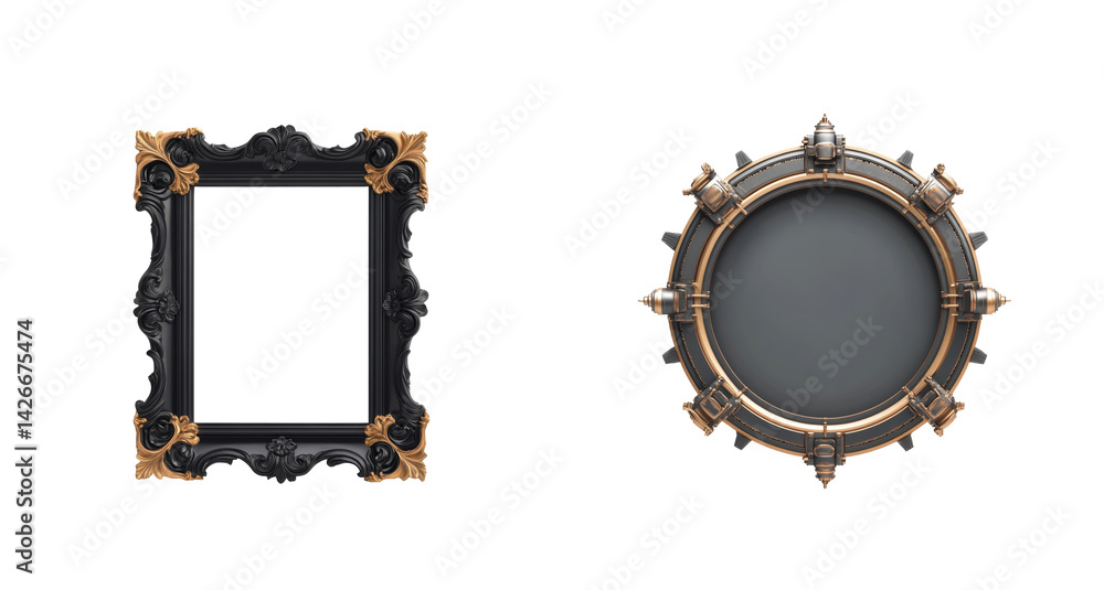 Poster ornate vintage frames with intricate designs and elegant patterns in various shapes and sizes