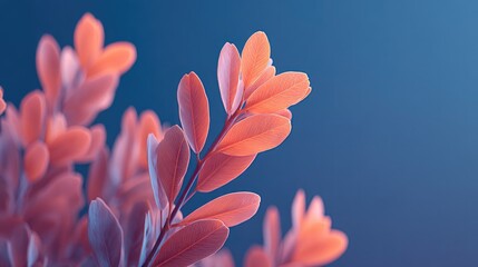 Fototapeta premium vibrant neon-colored leaves with minimalistic design against vivid backdrop create clean image