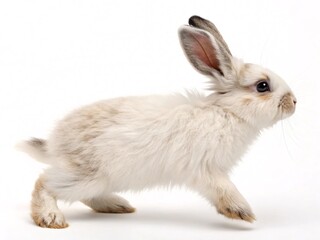 Obraz premium Adorable Fluffy Bunny Rabbit with Long Ears in Motion