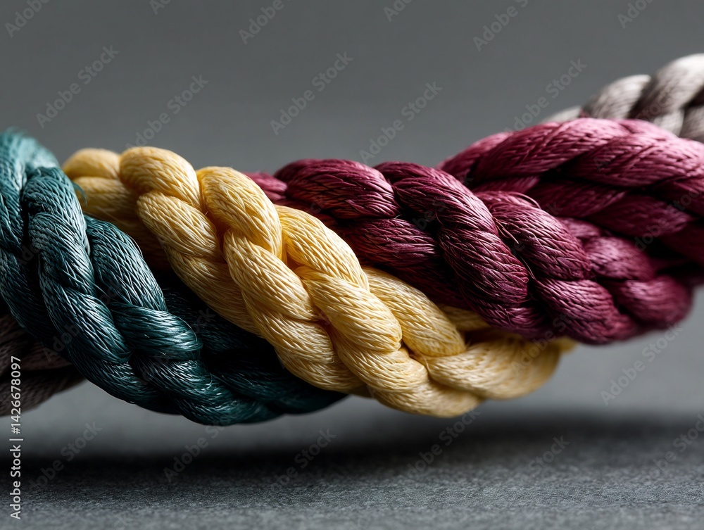 Poster intertwined threads of vibrant hues creating a captivating visual harmony
