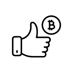 Bitcoin Approval with Thumbs Up Icon Design