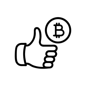 Bitcoin Approval with Thumbs Up Icon Design