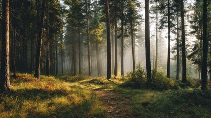 Fototapeta premium Misty forest path