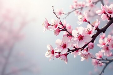 Obraz premium Intricate sakura branch pattern, white and pink blossoms, elegant design , spring season, cherry, floral