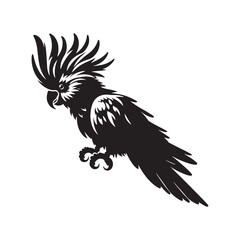 Cockatoo Minimal Vector - Cockatoo Silhouette - Illustration of Cockatoo - Black and White Cockatoo Art.