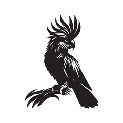 Cockatoo Minimal Vector - Cockatoo Silhouette - Illustration of Cockatoo - Black and White Cockatoo Art.