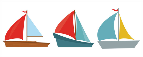 sailing boat  set on white background