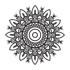 Wedding invitation with a cute black and white floral mandala