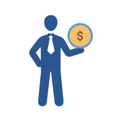 Businessman Holding Coin Icon Design