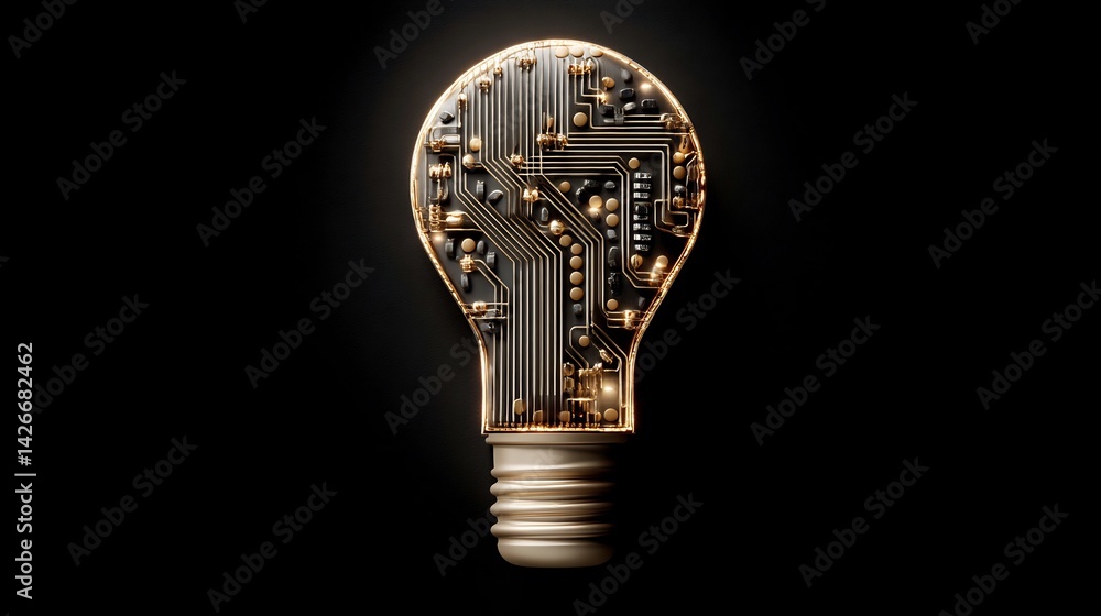 Poster conceptual light bulb image representing artificial intelligence innovation