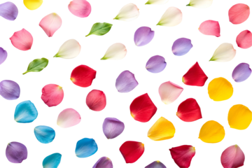 background of colorful rose petals, rose petals on transparent background 