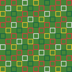 Seamless checkered linear grid pattern for Xmas, Christmas, and Happy New Year. Squares in festive colors geometric design. Holiday vector background for prints on a textile.