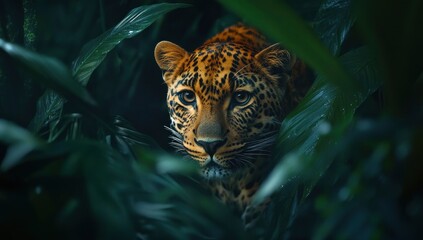 Leopard's Gaze: A Lush, Dark Jungle Portrait