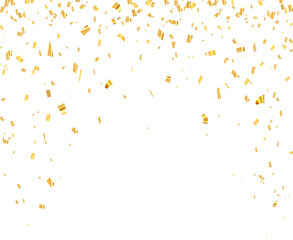 Festive Golden Confetti Falling on Transparent Background for Celebrations, Holidays, and Special Events. Carnival festivity, confetti,