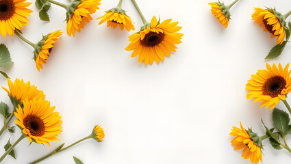 SunflowersWildflowers Daisies Chamomile Flat Lay Header Card Resource Frame Mothers Day Spring Bloom Botanical