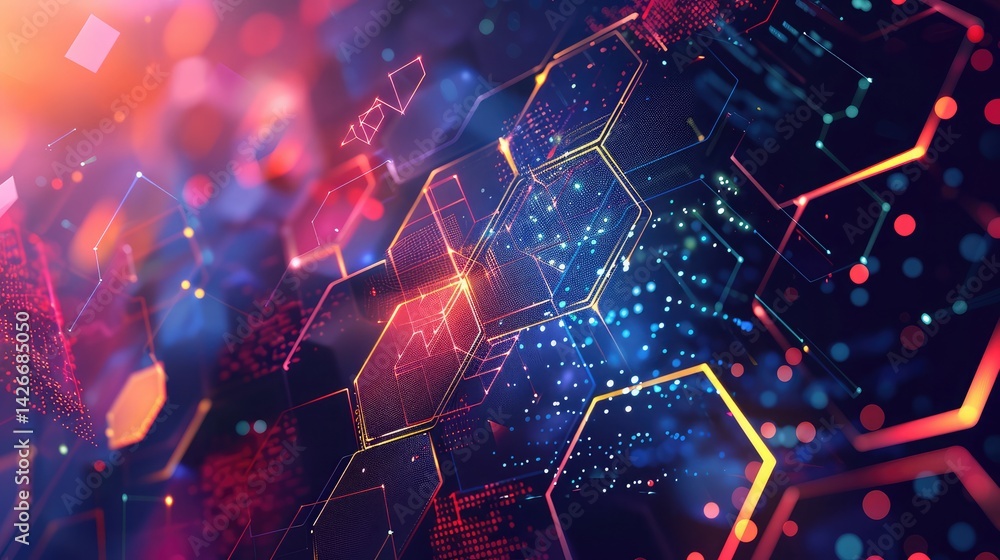 Poster a rich blue backdrop infused with neon circuit designs and energetic abstract data streams,the combi