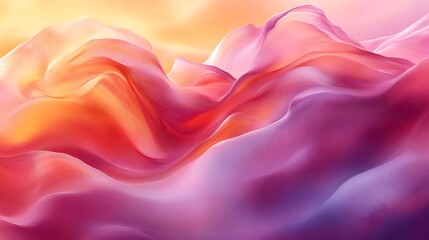 Obraz premium Vibrant, flowing abstract textiles in warm sunset hues.