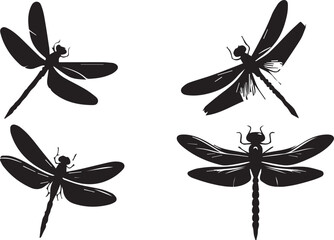 Dragonfly silhouette vector EPS SET