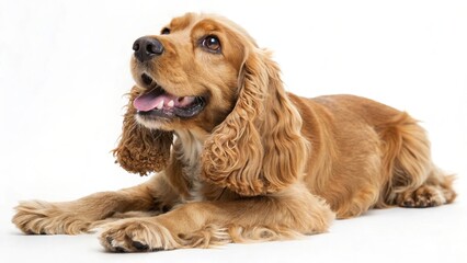 Close-up of Happy Young English Cocker Spaniel on Clean White Background 28