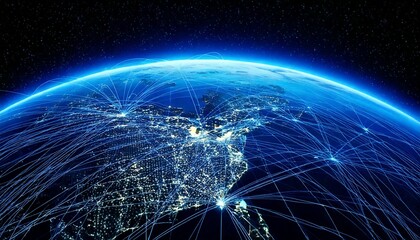 Global Digital Connectivity from Space at Night – Network Data Lines Across the Earth