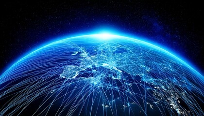 Global Digital Connectivity from Space at Night – Network Data Lines Across the Earth