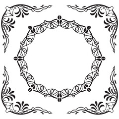Set of hand drawn decorative curly borders in art nouveau style, Vector Black silhouettes. with white background