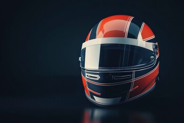 Racing Helmet: Sleek Red and Black Design, Dramatic Lighting