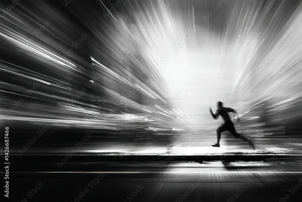 Leinwandbilder monochrome motion blur captures the essence of speed and athleticism with a fast runner in a dynamic