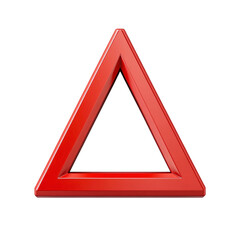Red Emergency Warning Triangle Isolated 3D Render