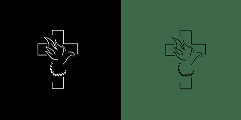 Christian cross symbol logo with dove and fire wings. for Logo, Church, Clothing, Sticker design