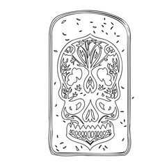 Ornate Skull Icon with Floral Motifs Design