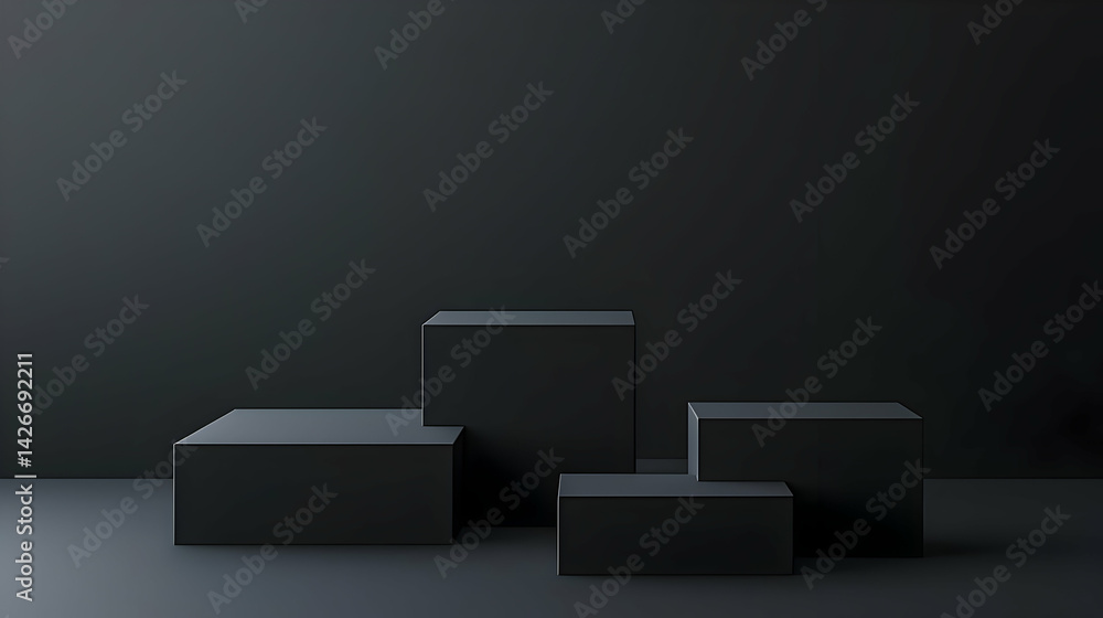 Poster dark empty display podiums