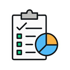 Checklist with Pie Chart Icon Design