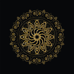 Black Mandala with Gold Embossed Effect