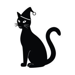 Obraz premium black cat on white