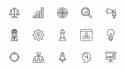 business strategy set of web icons in line style  .eps