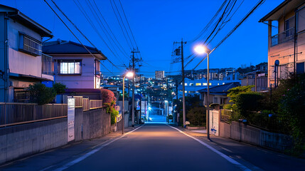 Pixelated Night Street In Asian Suburban Neighborhood