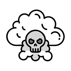 Cloud with Skull and Toxic Emission Icon Design