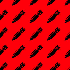 Seamless pattern, bomb. Air bomb, symbol of war, bombardment or explosion. Powerful offensive weapon. Isolated rester illustration.