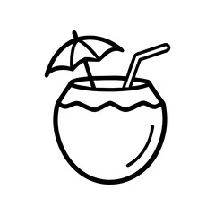 Coconut Drink with Umbrella Icon Design