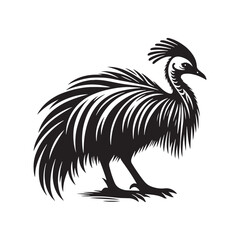 Cassowary Silhouette - Minimalist Cassowary Vector - Black and White Cassowary art - Illustration of Cassowary.