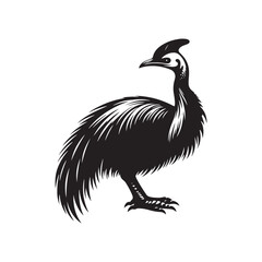 Cassowary Silhouette - Minimalist Cassowary Vector - Black and White Cassowary art - Illustration of Cassowary.