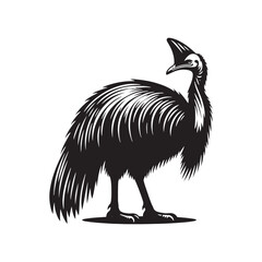 Cassowary Silhouette - Minimalist Cassowary Vector - Black and White Cassowary art - Illustration of Cassowary.
