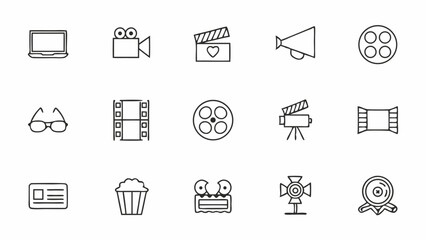 cinema set of web icons in line style  movie and f (1).eps